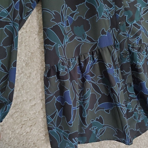 Logo Lori Goldstein Women Stretch Shirt Size Medium Floral Button Office Artsy - Picture 4 of 12